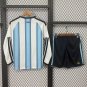 2026 Argentina Home Long Sleeve Kids Soccer Jersey Size 16-28