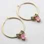 Juicy Couture Pave Bow Pink Crystal Drop Hoops