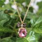 Juicy Couture Pave Bow Pink Crystal Drop Necklace