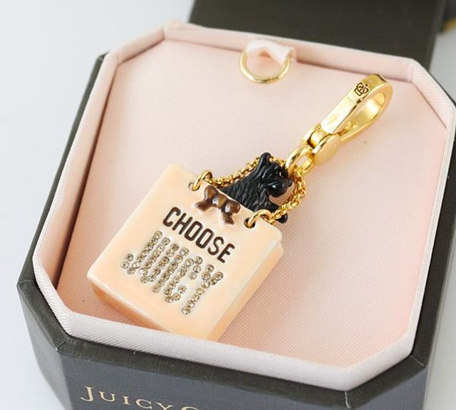 Juicy Couture Yorkie Dog in Pink Shopping Bag Charm