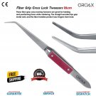 FIBER GRIP CROSS LOCKING JEWELRY SOLDERING TWEEZER CURVED SHAPES 16CM