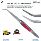 Soldering Fiber Grip Cross Lock Tweezer 16cm Self Closing Straight Tip Jewelry