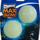 Max Glow Dog Ball Glow In The Dark Light Up Ball High Visibility Fetch Dog Toy, 2 Pack, Medium