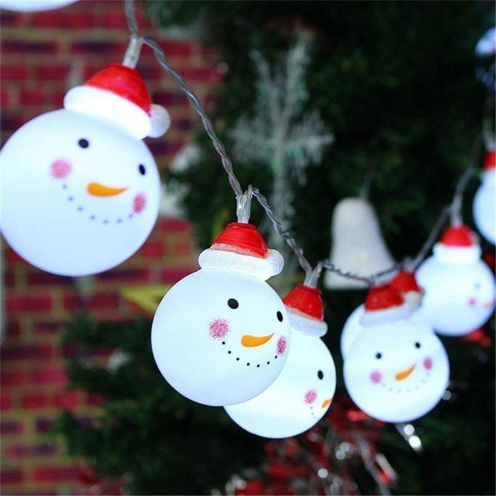 Led Christmas Snowman String Starry Light Garden Home Wedding Party Battery Powered Decor Warm White