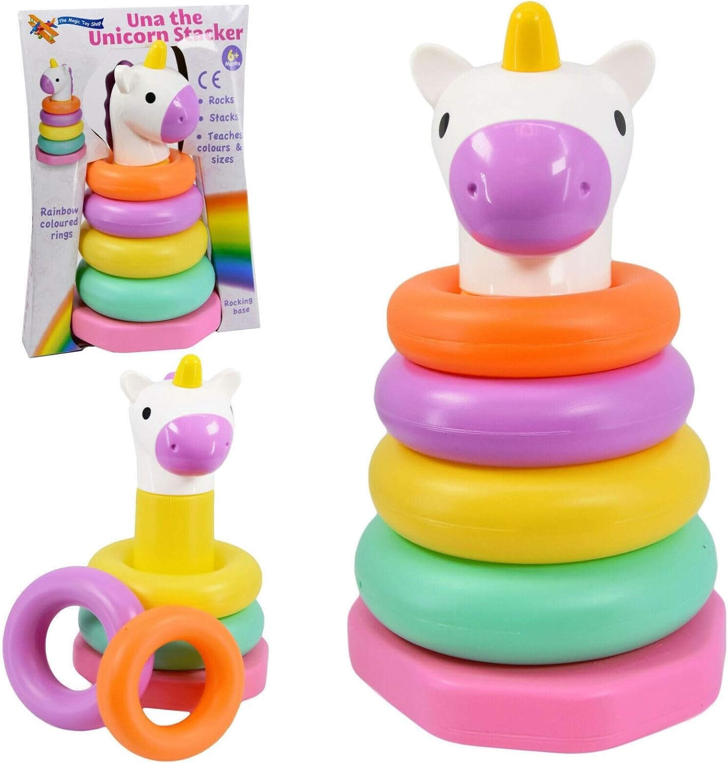 Unicorn Baby Stacking Rings Stack Nesting Sorting Baby Toy Colourful Rainbow Toy Fun Activity Game