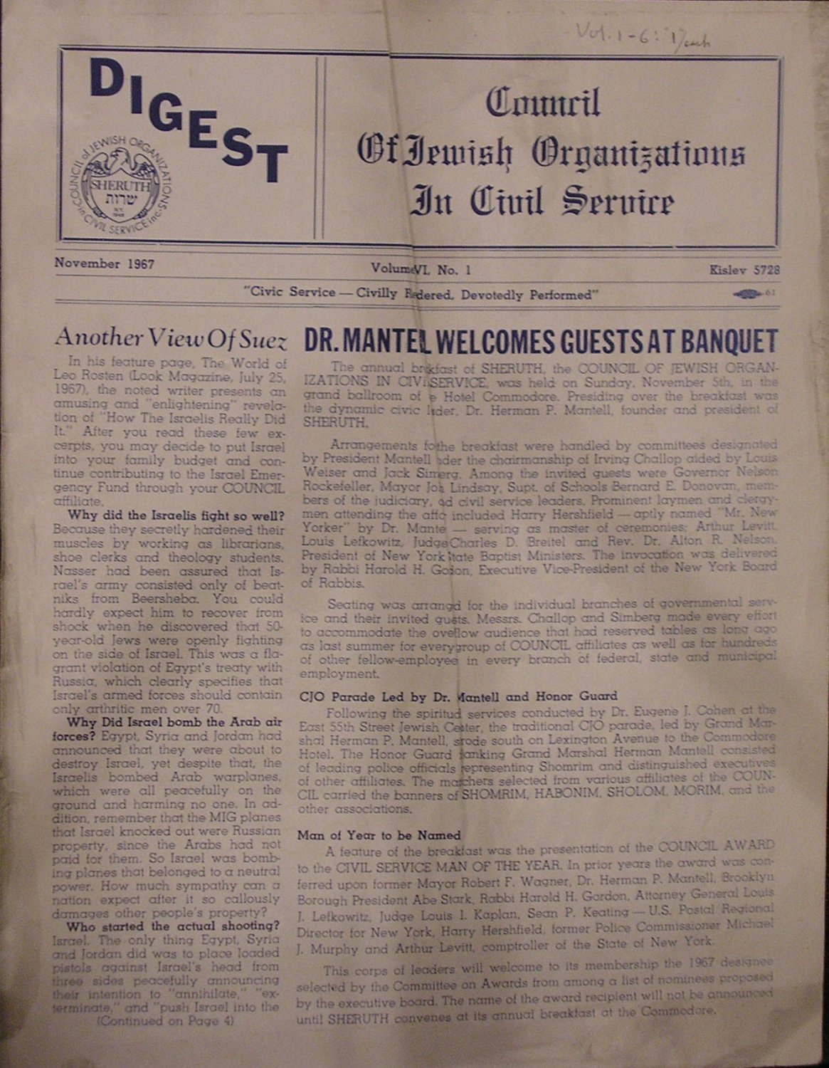 The Digest, New York, NY, 1963-1967 [Newspaper]
