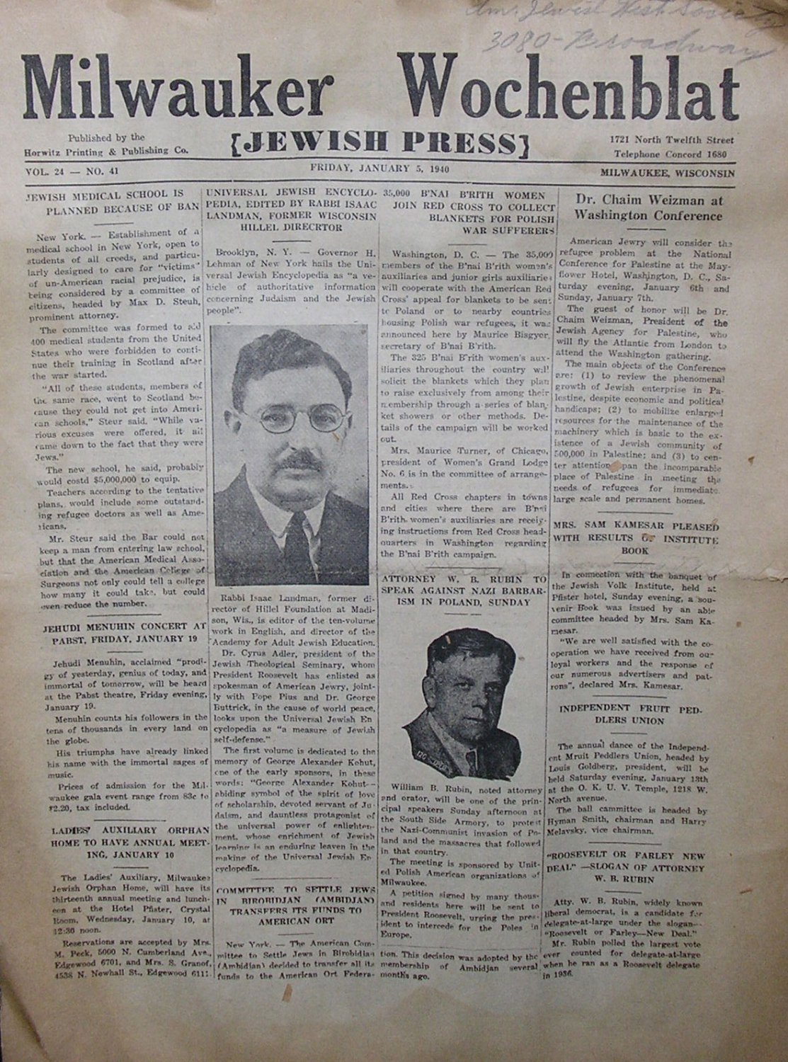 Milwauker Wochenblat, Milwaukee, WI, 1940 [Newspaper]