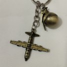 Airplane military with gold pubg grenade metalic keychains
