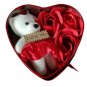 Artificial Red Rose & Teddy Bear in Heart Shape Metal Gift Box