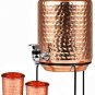 Copper water dispenser 5ltr with 2 glass and 1 bottle copper