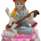 Saraswati Idol Small Murti Marble Look Statue for Puja for Home Decor Living Room Office
