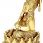 Brass Lord Ganesha Sitting On Lotus 6 Inches