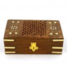Handmade wooden Vanity Box with Jali Brass Design 6 X 4 Inches | Handmade Decorative wooden box