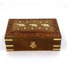 Handmade Wooden Multi-Purpose Box with 3 Elephant on Top decorative box (20 x 12.5 x 6)