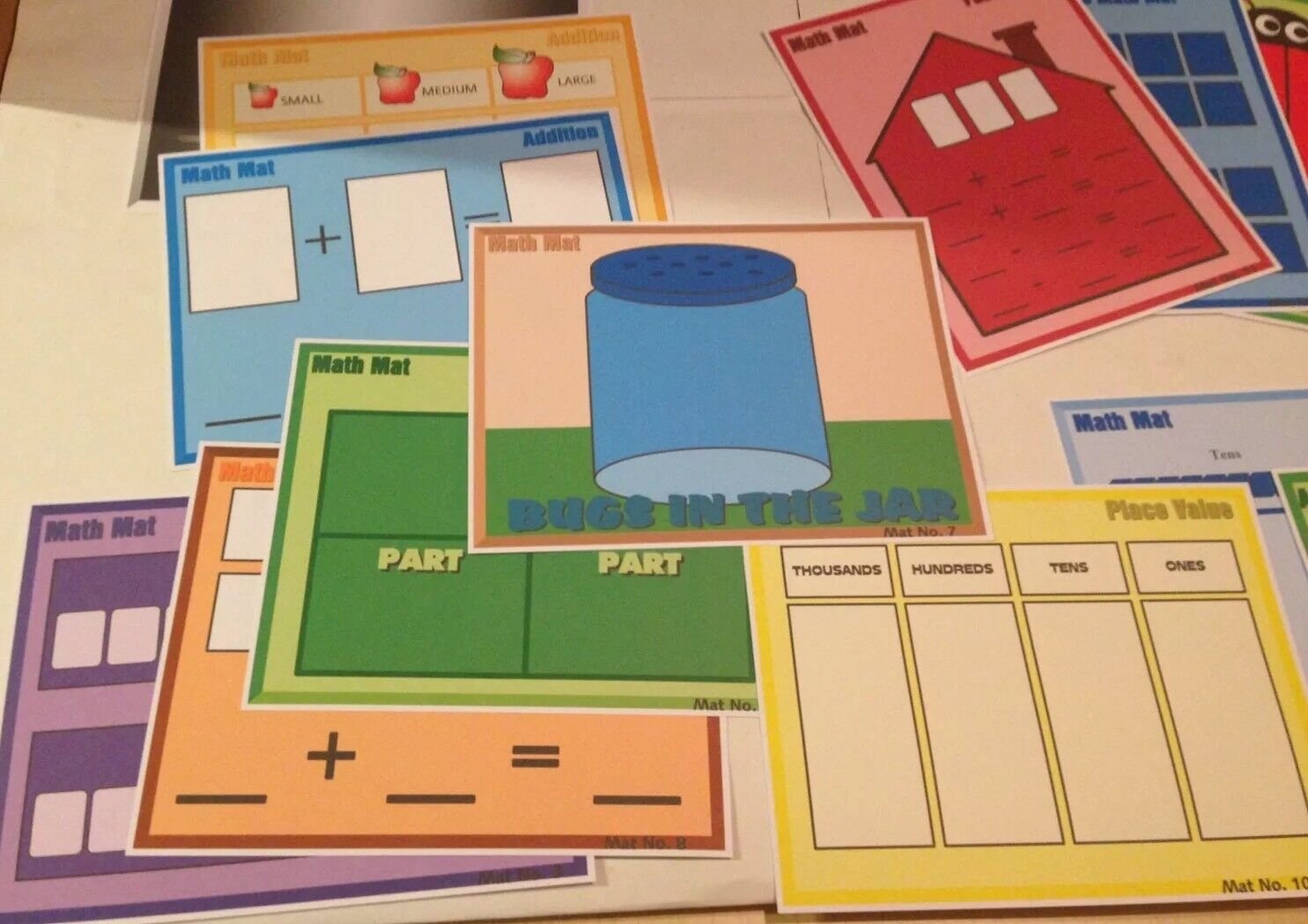 Learning Center Math Mats (13 piece set ) Laminated - Mats