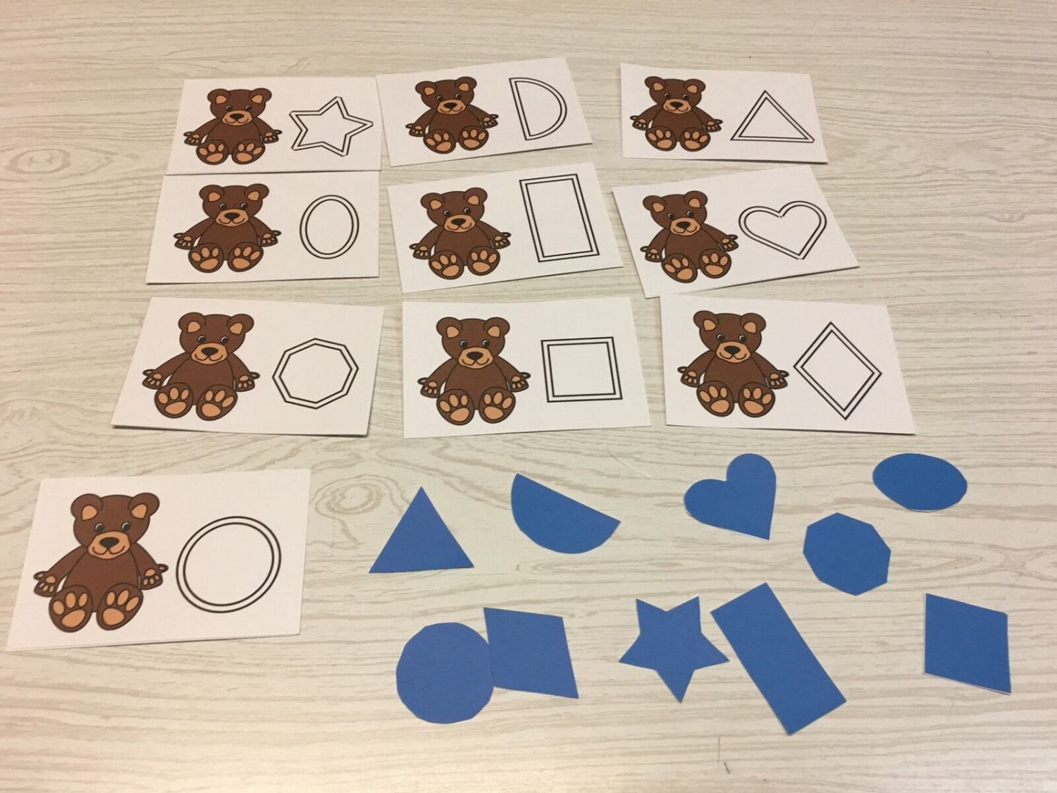 Bear Shape Match Cards - Laminated Activity Set - Teaching Supplies