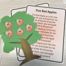 Five Red Apples - FLANNEL /FELT BOARD STORY Pieces and song sheet - Apples Five Red Apples - FLANNEL /FELT BOARD STORY Pieces and song sheet - Apples