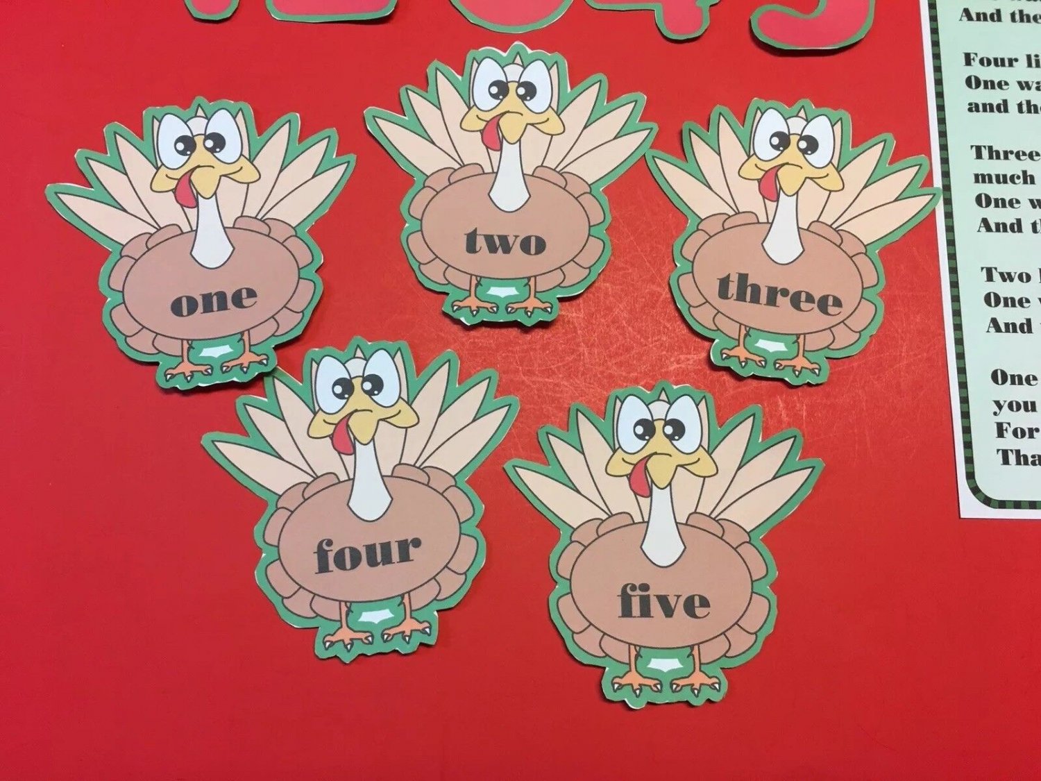 Five Little Turkeys - FLANNEL FELT BOARD LAMINATED STORY and PIECES