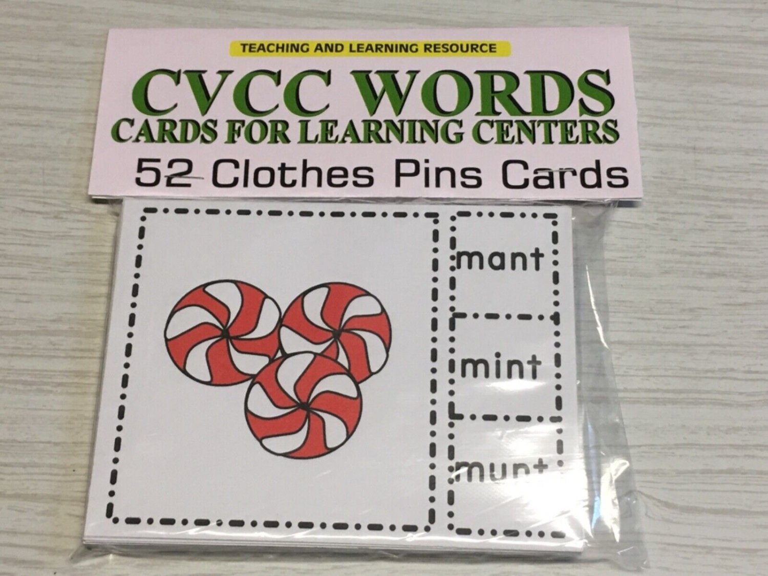 CVCC Words - Cards for Learning Center 52 Cards-Letters - Pre-k Teaching