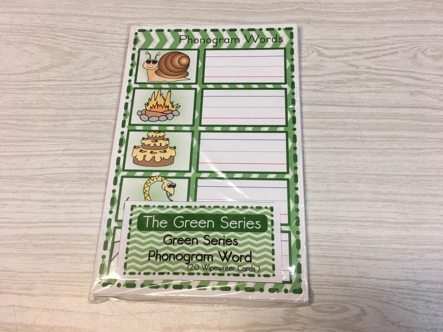 The Green Series - Phonogram Words Set (20 Wipewriter Cards ) Montessori