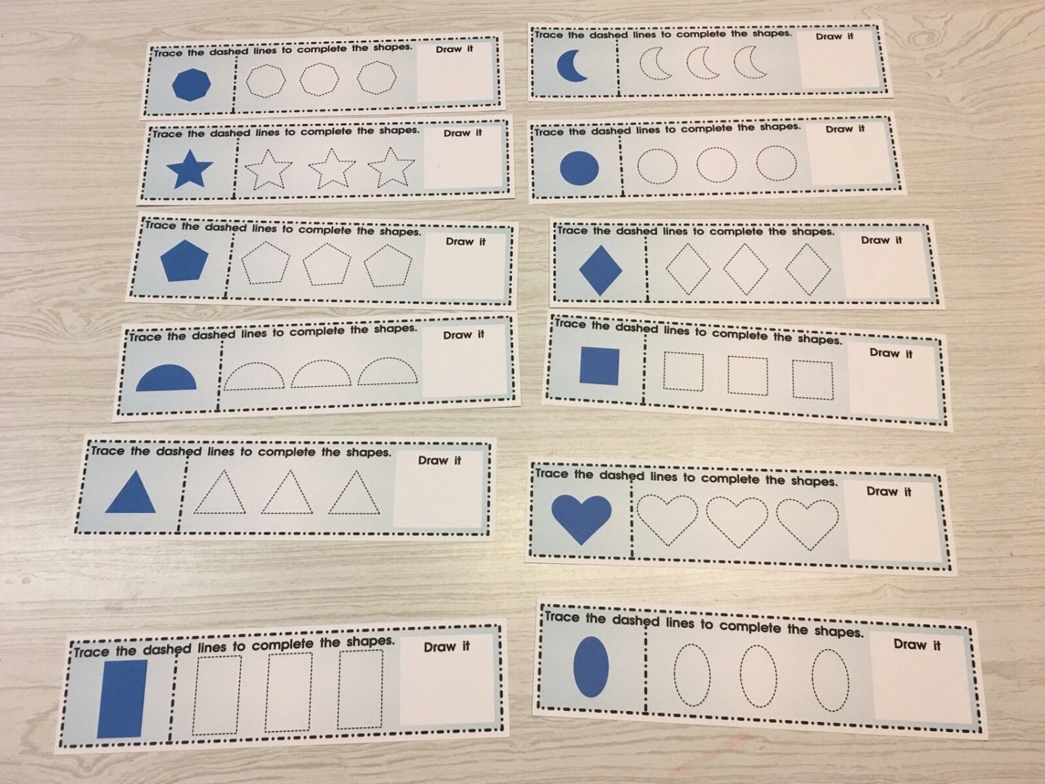 Shapes Learning Kit Trace & Write Laminated dry erase cards