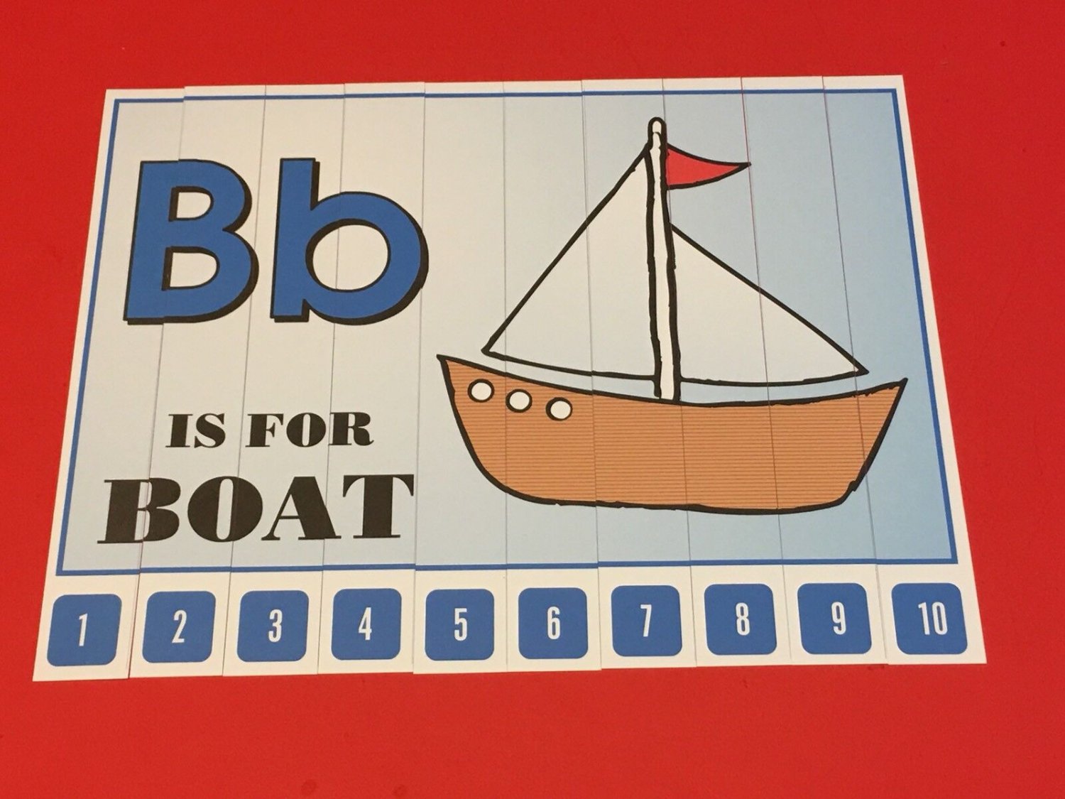 Letter B BALL - Number Sequencing Puzzle, numbers 1-10 Laminated