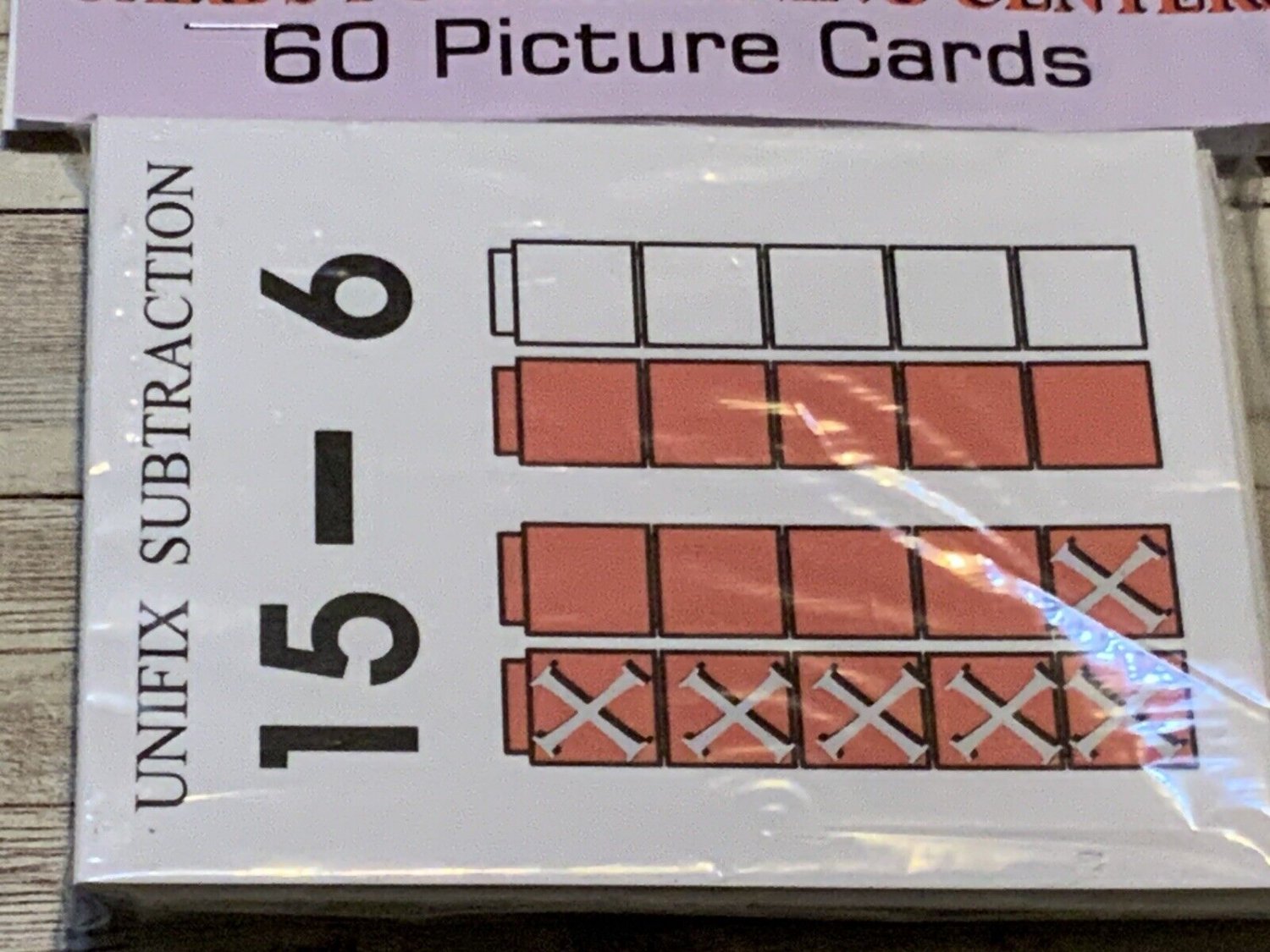UNIFIX SUBTRACTION - Cards for Learning Center 52 Cards- Teaching supplies