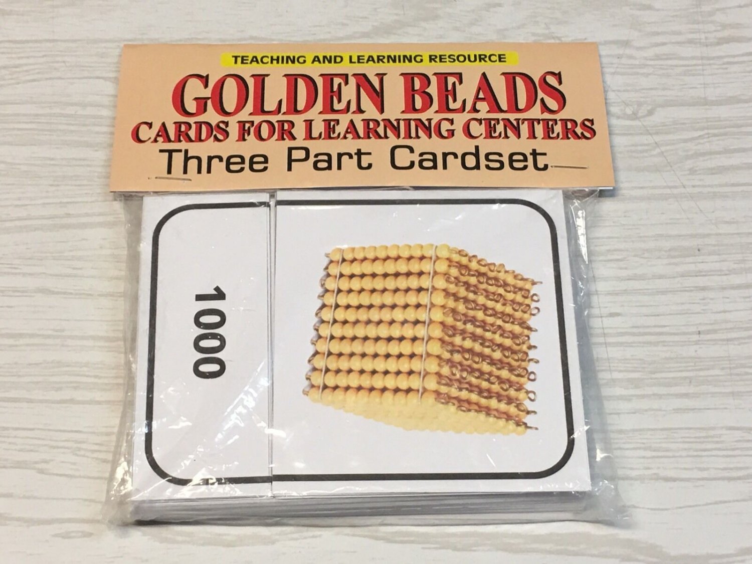 Golden Beads - Cards for Learning Center - Three Part Cards - Montessori