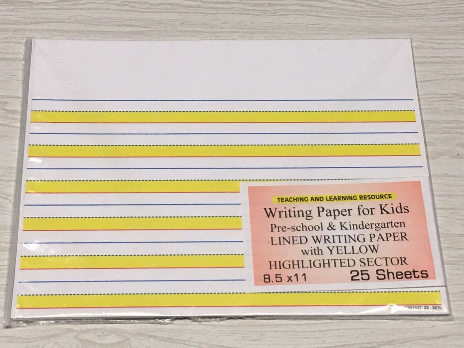 Writing Paper for Kids - Lined Writing Paper Yellow Highlighted Sectors
