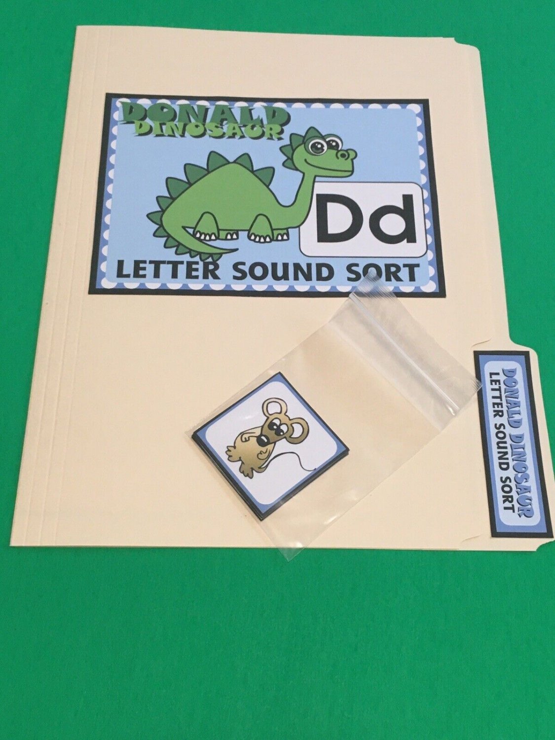 Donald Dinosaur - Letter Dd - DIY File Folder game - Printed / Uncut