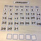 Blue Border January - 31 Laminated Calendar Squares + Blank Cards