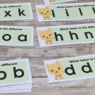 Kitty - Learning Centers-Which lowercase Letter is Different- 26 Laminated cards