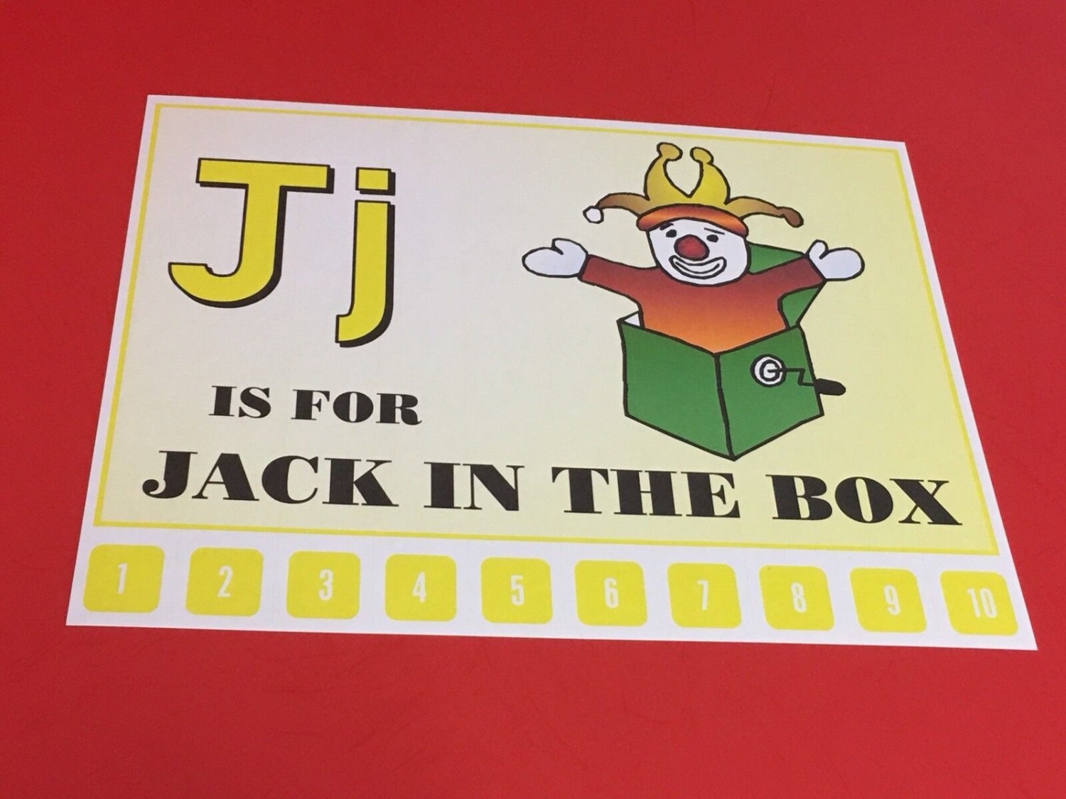 Letter  J Jack In The Box - Number Sequencing Puzzle, numbers 1-10 Laminated