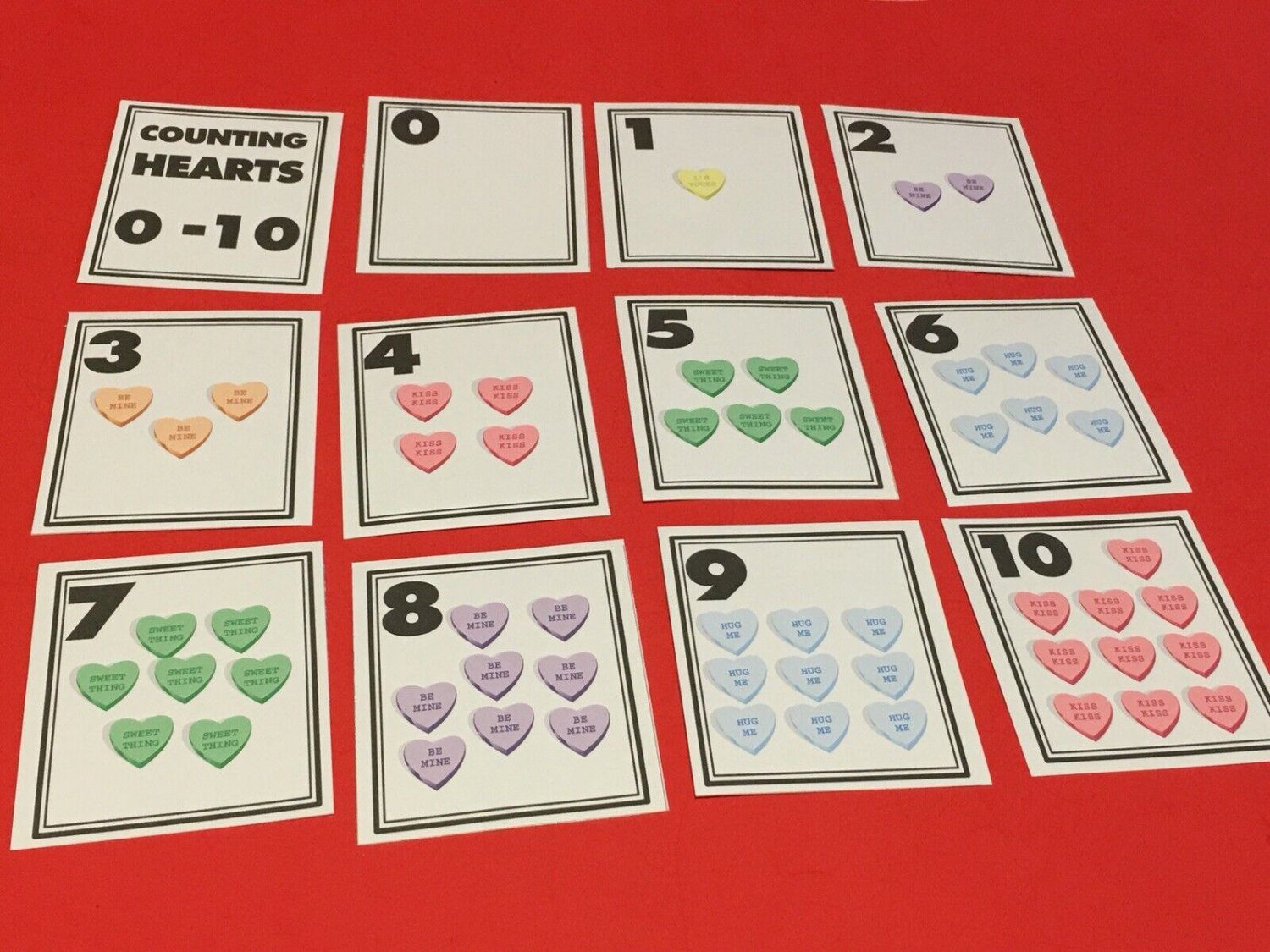 Counting Valentine Hearts 0-10 (Student Deck) Learning - Pre school