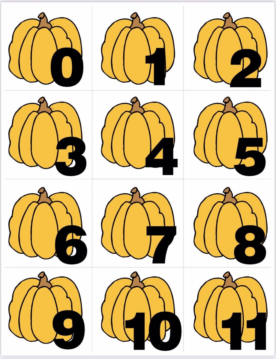 Pumpkins - Numbers 0-31 Pocket Chart Cards or Calendar Learning Resource - Math