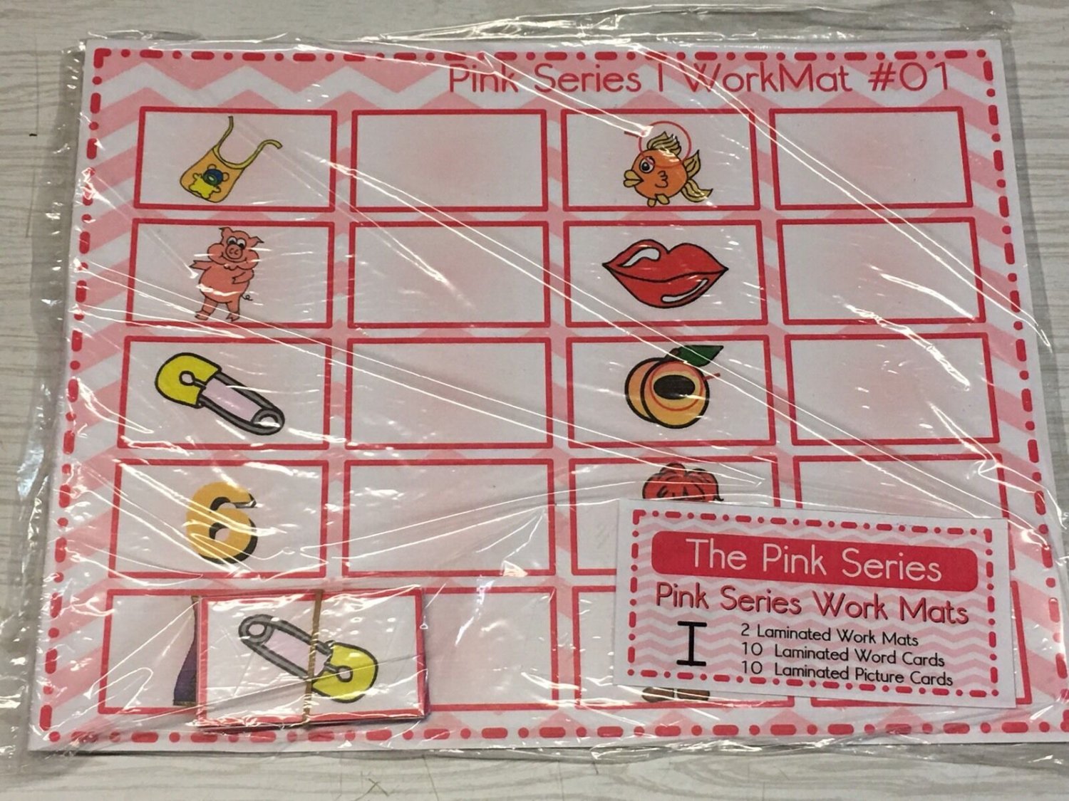 The Pink Series - Vowel A Work Mats (40 cards-4 Laminated WorkMats) Montessori