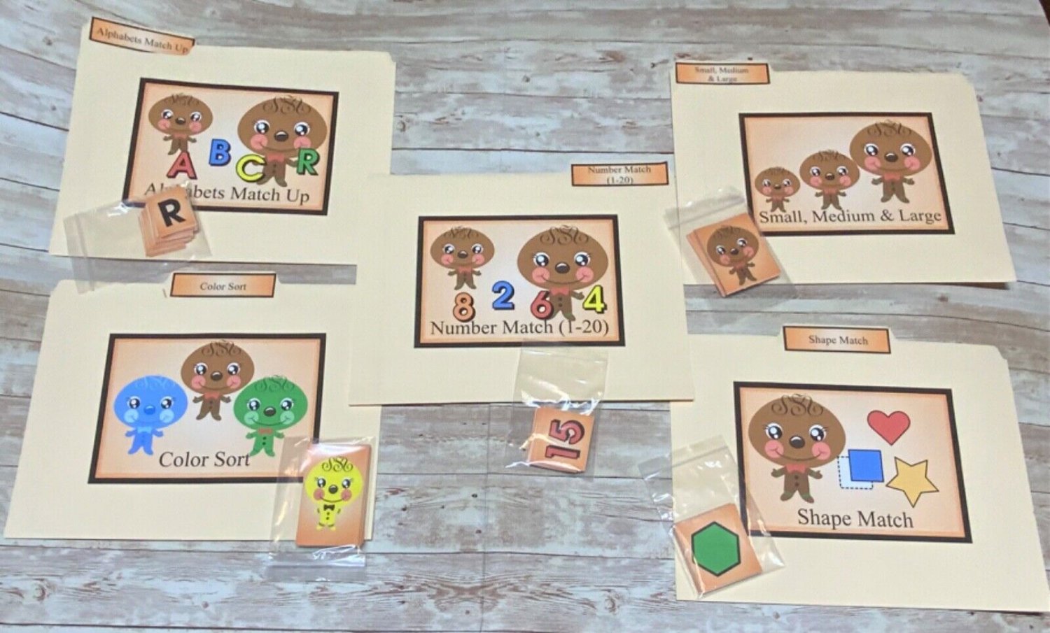DIY- Gingerbread Man - 5 File Folder Set  - Activity Set - Uncut