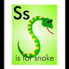 S is for snake - Art Print Home Decor Wall Art -  Flashcard (frame not included)