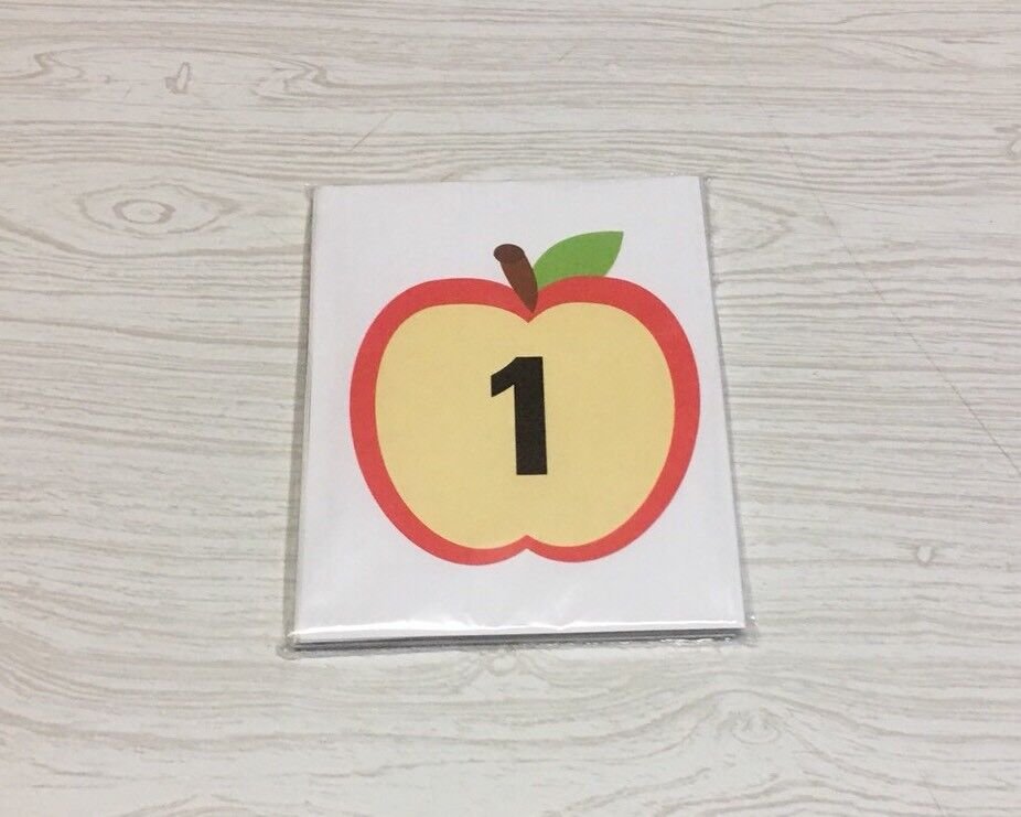 Apple Seed Number Match Card Set / Counting 1-10 / 20 Laminated cards