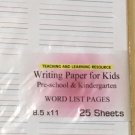 Writing Paper for Kids -  Word  List Pages - 11X 8.5 in, 20 lb, 25 sheets
