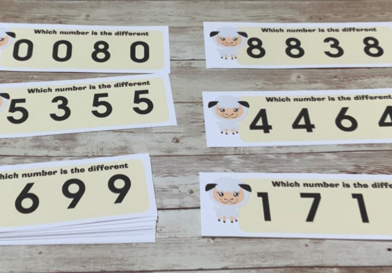Sheep - Learning Centers - Which Number is Different - 20 Laminated cards