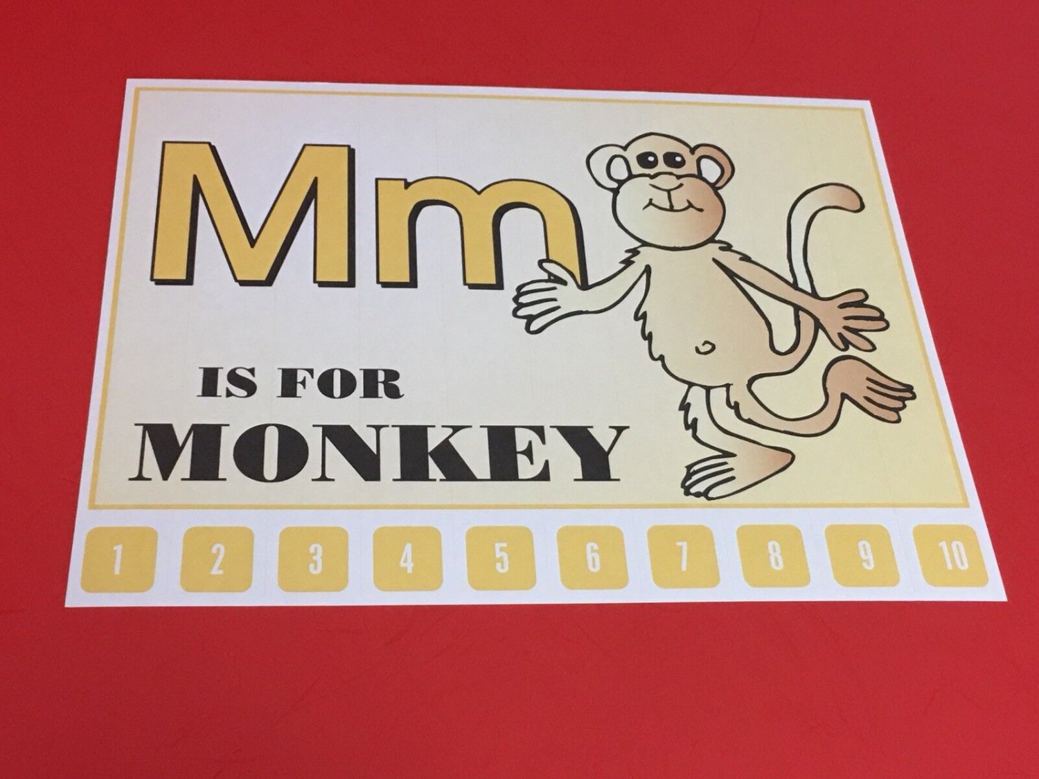 Letter  M Monkey - Number Sequencing Puzzle, numbers 1-10 Laminated