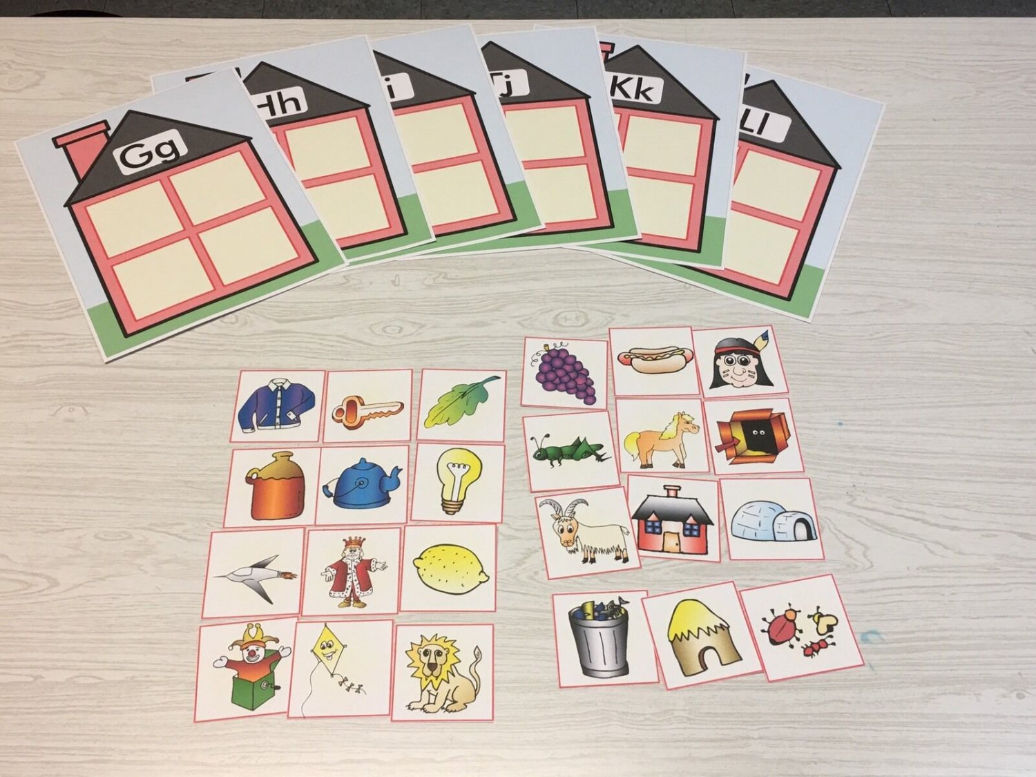 Alphabet House Game - Beginning Sounds - Learning Center G, H, I, J, K & L