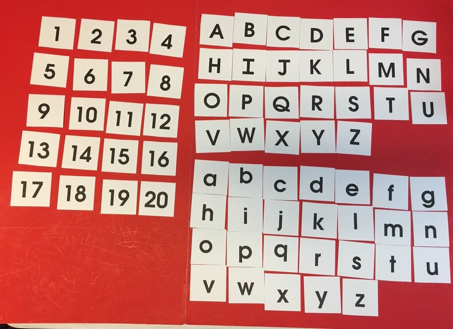 72 Cards - Alphabets / Letters & Numbers  Upper and Lowercase Cards 2.8 x 2.75
