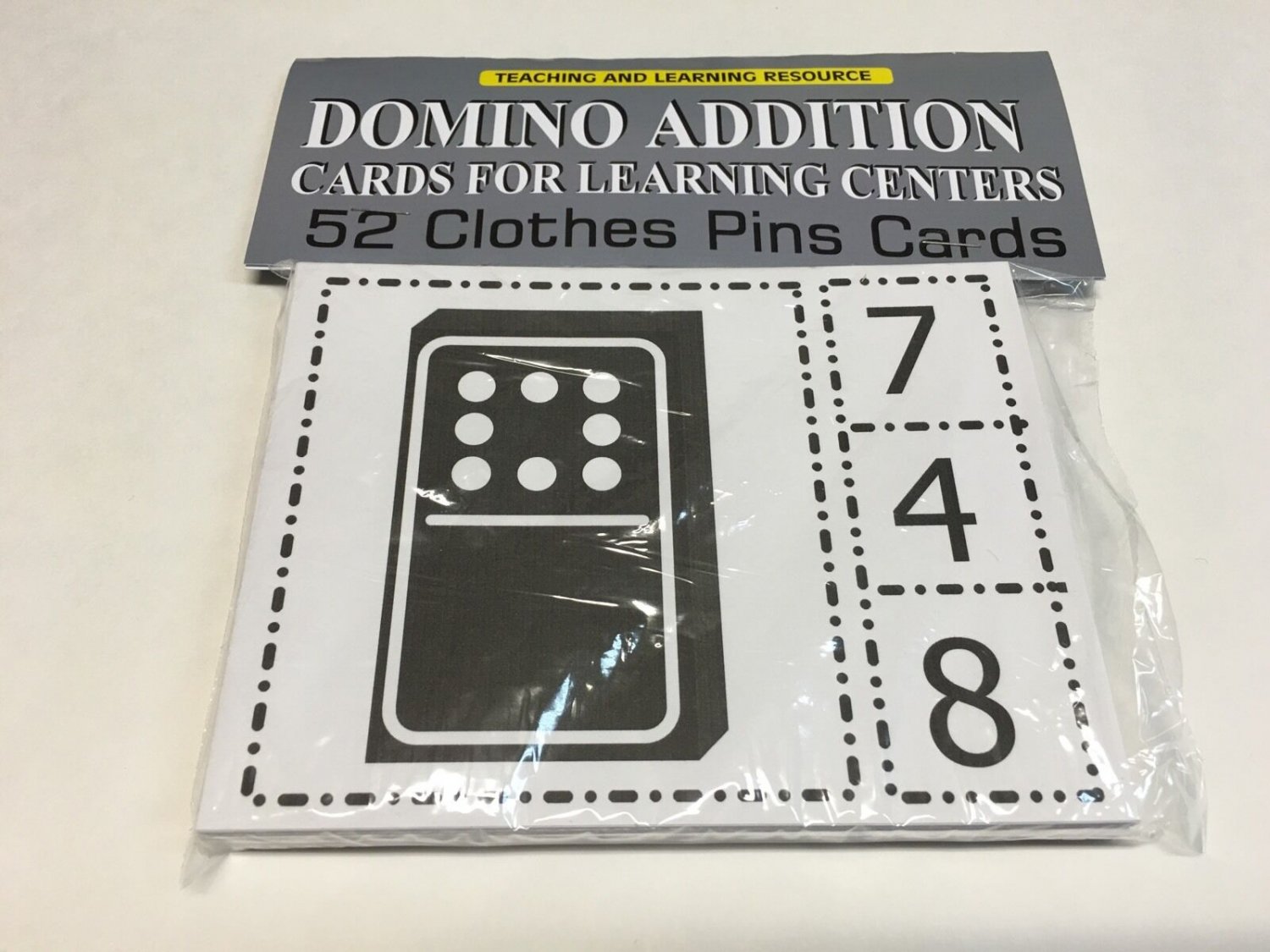 DOMINO ADDITION - Cards for Learning Center 52 Clothes Pin Cards Set Teaching