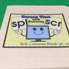 Screen Time - Phonics Spl / Scr - DIY File Folder game - Printed / Uncut
