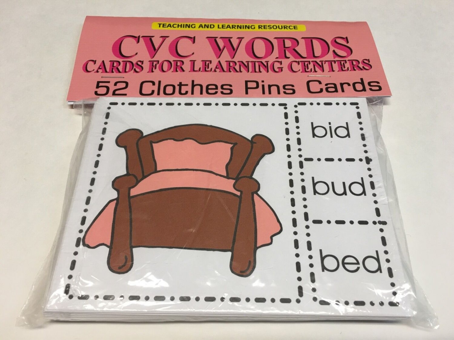 CVC Words - Cards for Learning Center 52 Cards-Letters - Pre-k Teaching supplies