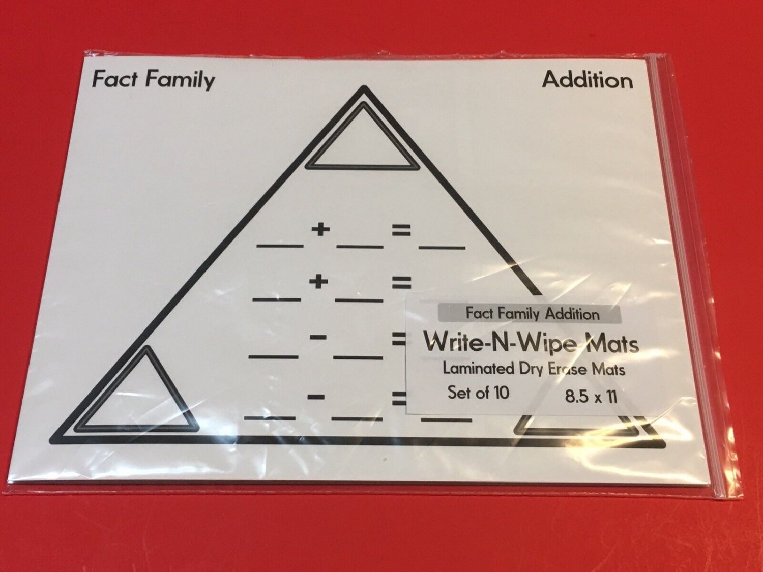 Fact Family - Addition Mats- Laminated Dry Erase Mats