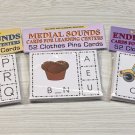 Initial, Medial & Ending Sounds - Cards for Learning Center (3) 52 Card Sets