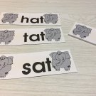 Elephant - Add a sound "at" Words Building Game - Laminated Activity Cards